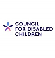 Council for Disabled Children logo featuring the words of the organisation and a pink and blue star beside the words.