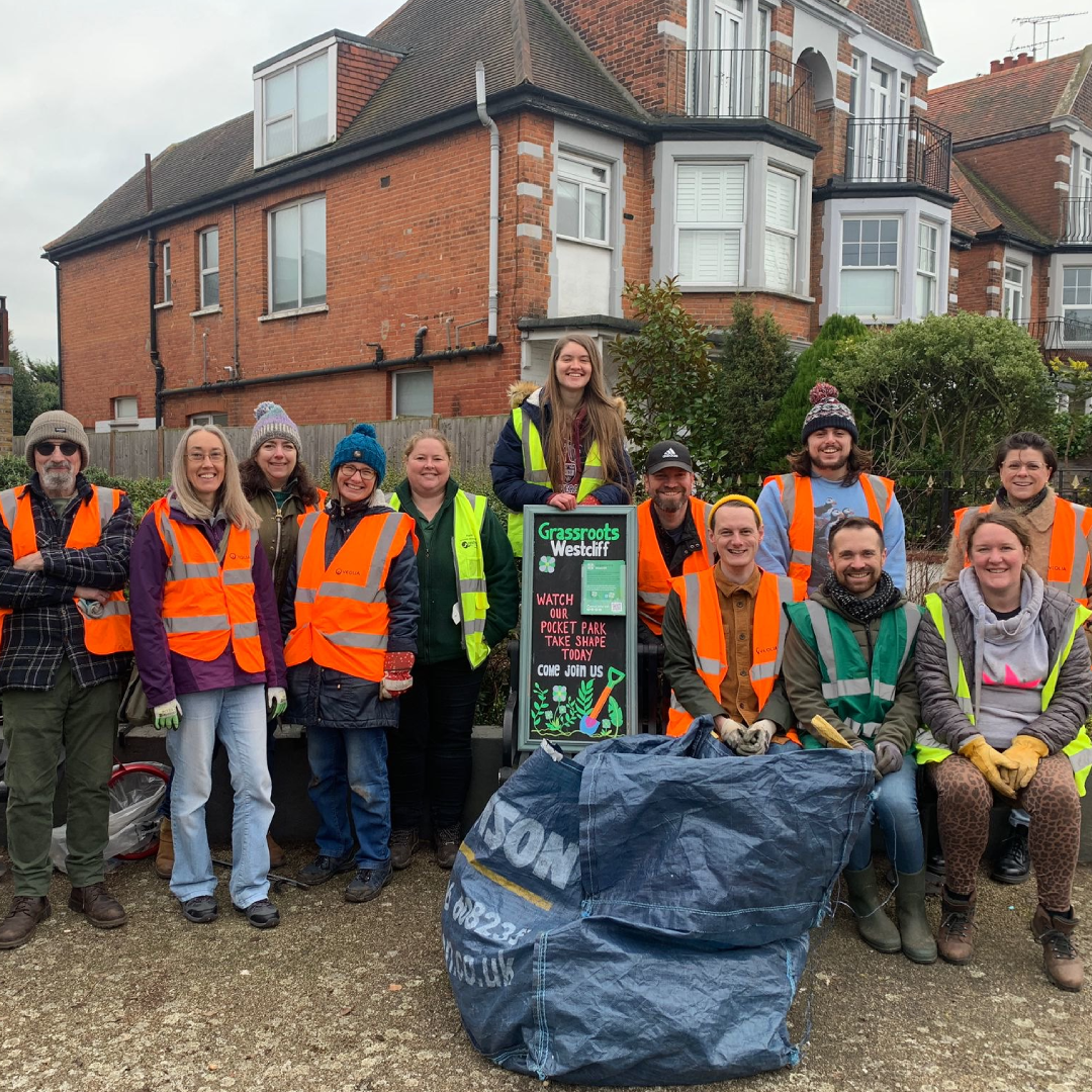 Several volunteers from Grassroots Southend, smiling at the camera