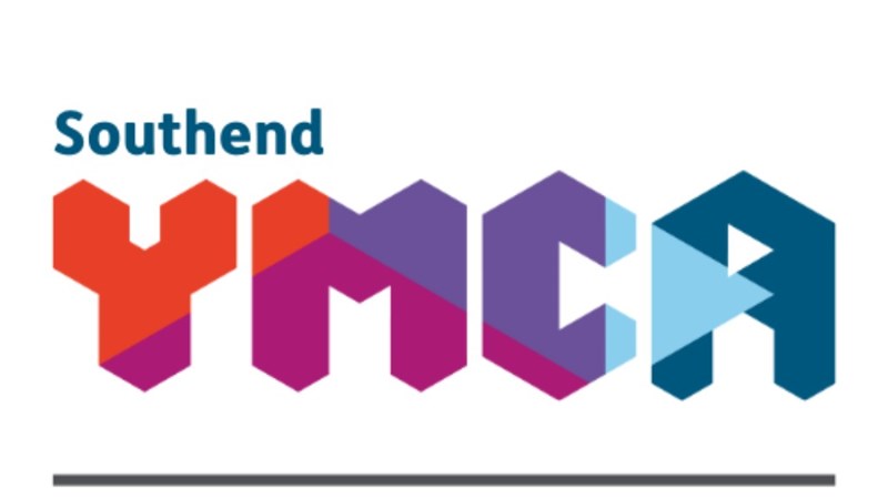 the words Southend YMCA in stylised multi coloured format on a white background