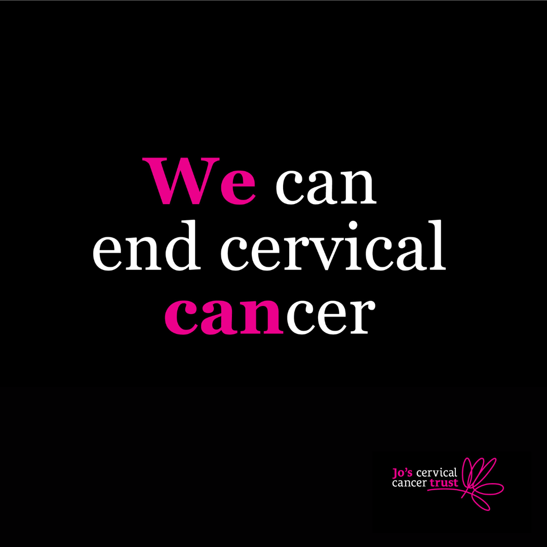 We can end cervical cancer white text on black background
