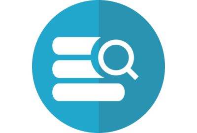 Icon of a magnifying glass and 3 lines behind it.