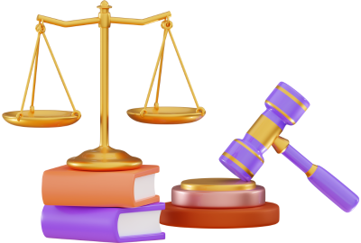scales of justice with books and gavel