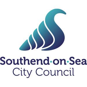 Southend-on-Sea City Council logo in blueberry colour, showing a shell design with the council name below this